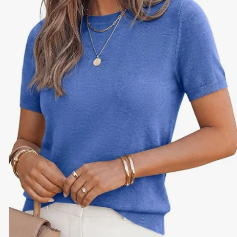 PRETTYGARDEN Short Sleeve Knit Crewneck