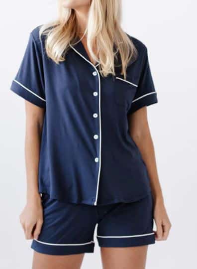 Women's Short Sleeve Bamboo Pajama Set in Stretch-Knit
