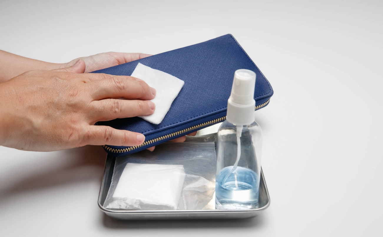 Cleaning with alcohol to remove ink stains
