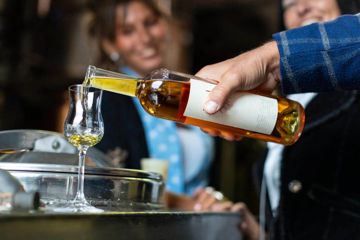Friends over 50 touring a winery for fun