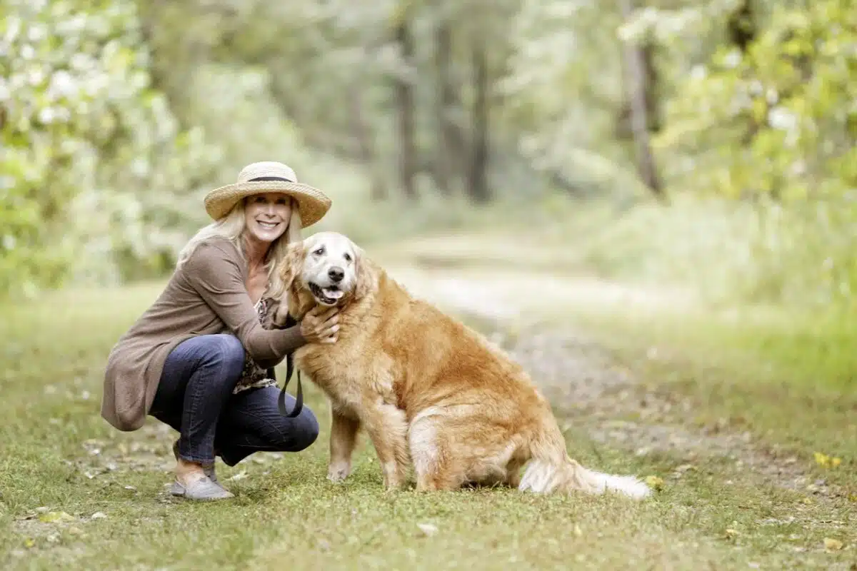 woman with her dog