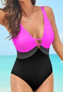 Colorblock V Neck One Piece