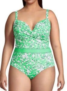 Draper James x Lands' End Women's Plus Size Tummy Control Chlorine Resistant Wrap One Piece Swimsuit