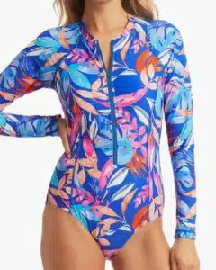 Long Sleeve Floral One-Piece Swimsuit