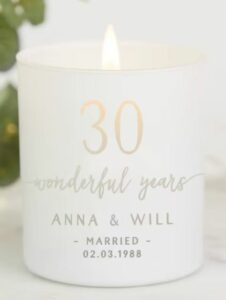 Any Year Anniversary Gift for Couple Personalised Candle