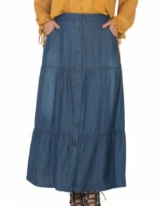 Maxi jupe paysanne en jean