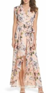 Eliza J Floral Ruffle High/Low Maxi Dress