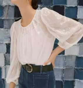 Eva Franco Chemisier transparent à sequins Style bohème