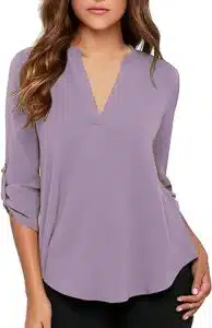 Lavender V-Neck Blouse
