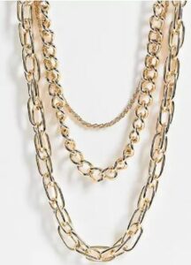 Topshop mixed link multirow chain necklace in gold