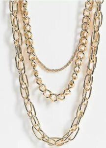 Topshop mixed link multirow chain necklace in gold