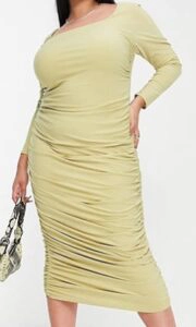 Asos Club L London Ruched Long Sleeve Bodycon