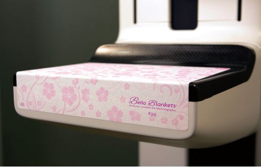 Bella Blanket on the mammogram machine