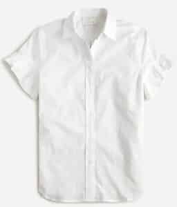 Classic-fit lightweight cotton poplin ruffle-sleeve shirt