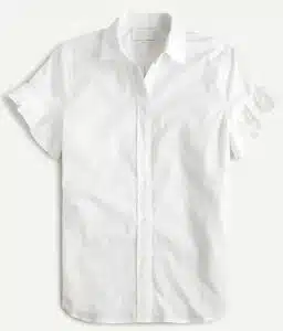 Classic-fit lightweight cotton poplin ruffle-sleeve shirt