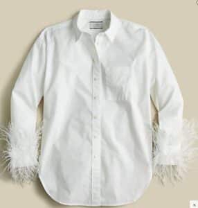 Collection cotton poplin shirt with feather trim