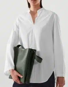Oversized Grandad Collar Blouse
