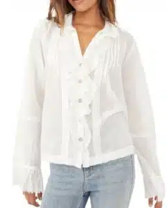 Savannah Ruffle Button-Up Shirt