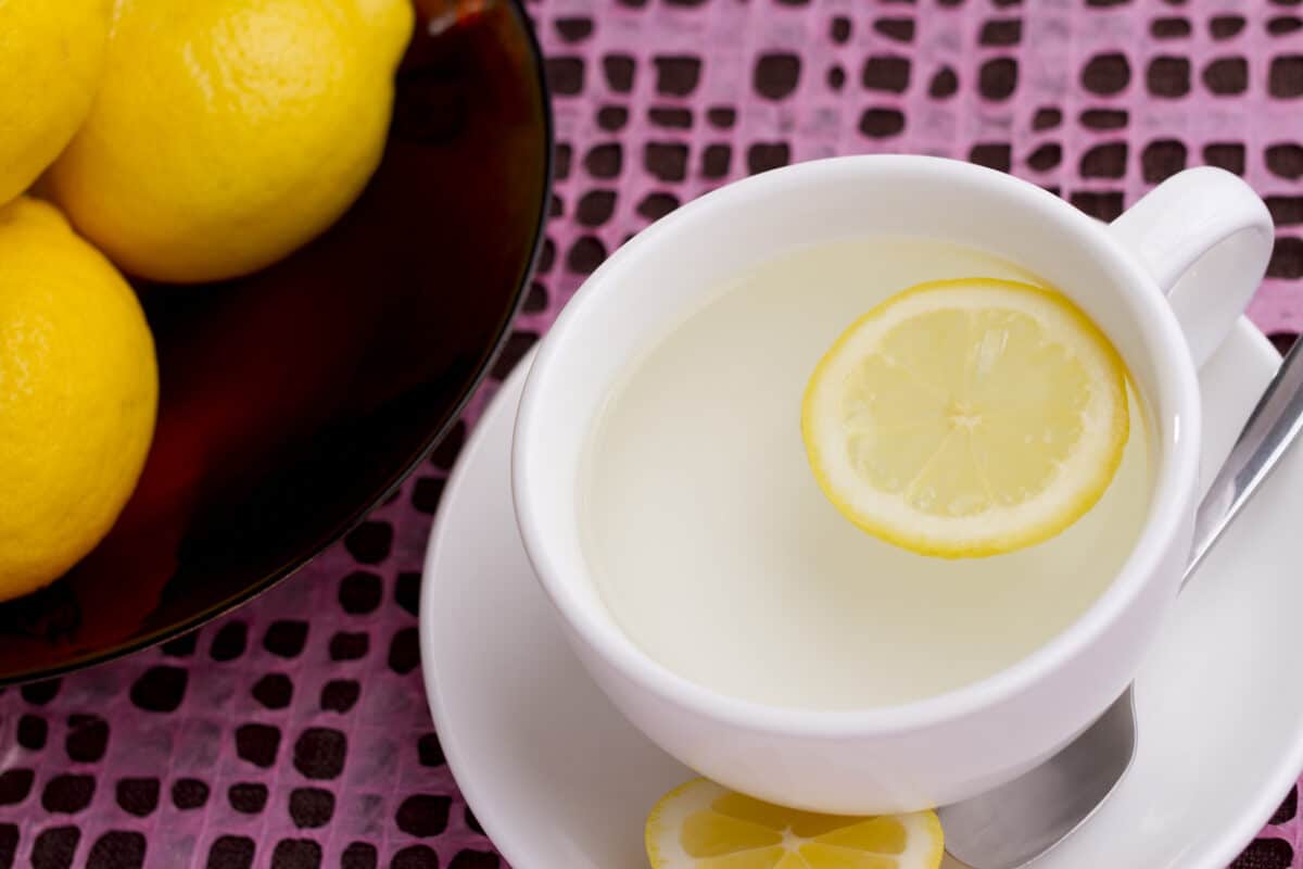 Cup Of Hot Water And Lemon Slice