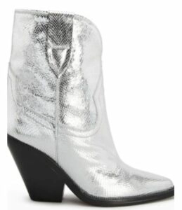 Isabel Marant Leyane Metallic Snake-Print Western Booties