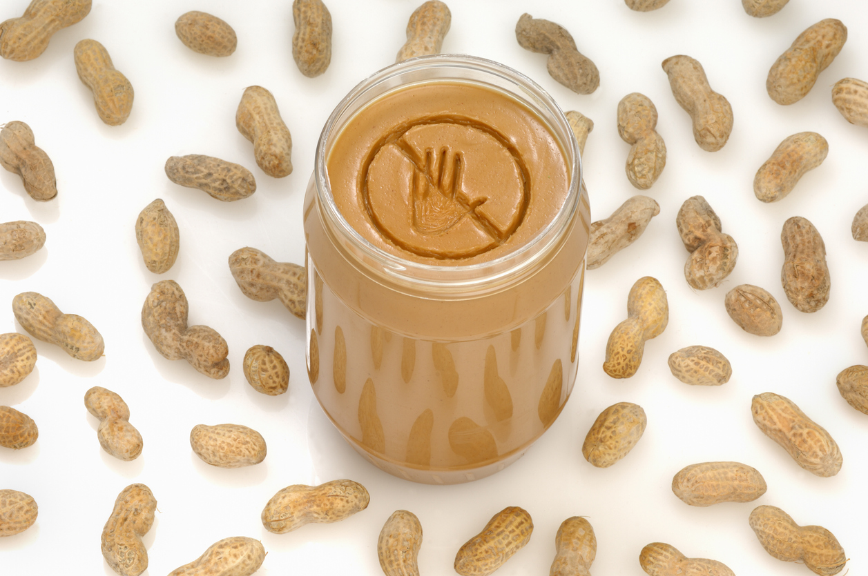Jar of peanut butter for a peanut butter allergy