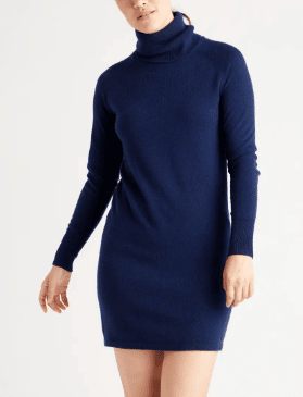 Mongolian Cashmere Turtleneck Sweater Dress