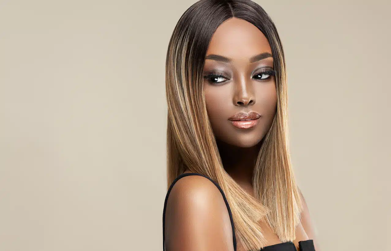 African American woman with ombre hair highlights
