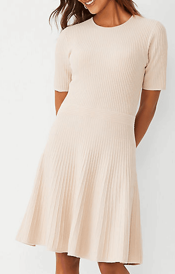Ribbed Flare Midi Sweater Dress