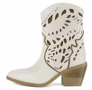 SOPHITINA Western White Cowboy Ankle Boots