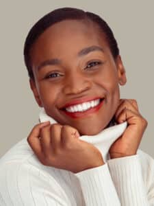 African American woman wearing a Chic Sweater Dresses