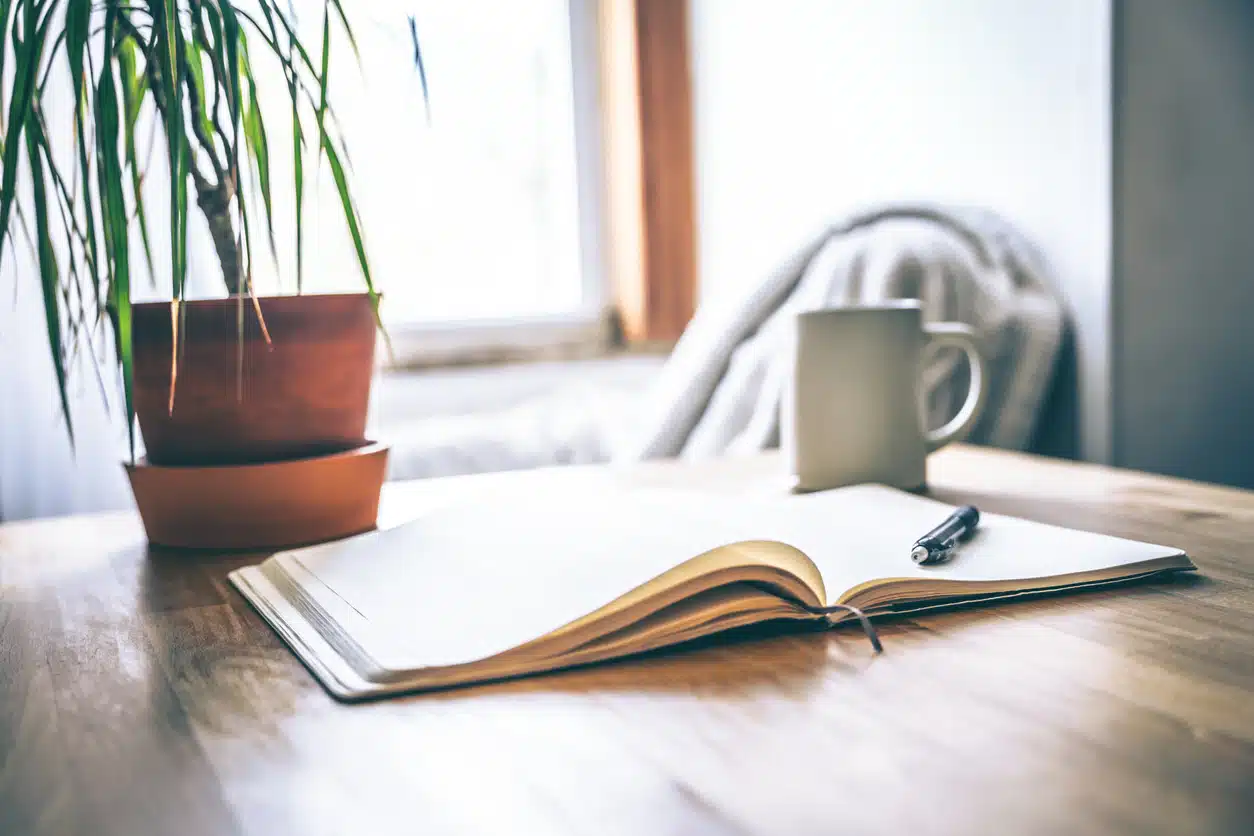 Open journal and a pen