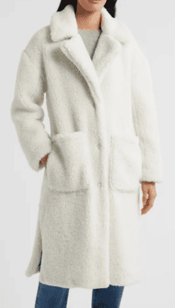 BCBGMAXAZRIA Notch Collar Faux Shearling Long Coat $99.99 (was $200)