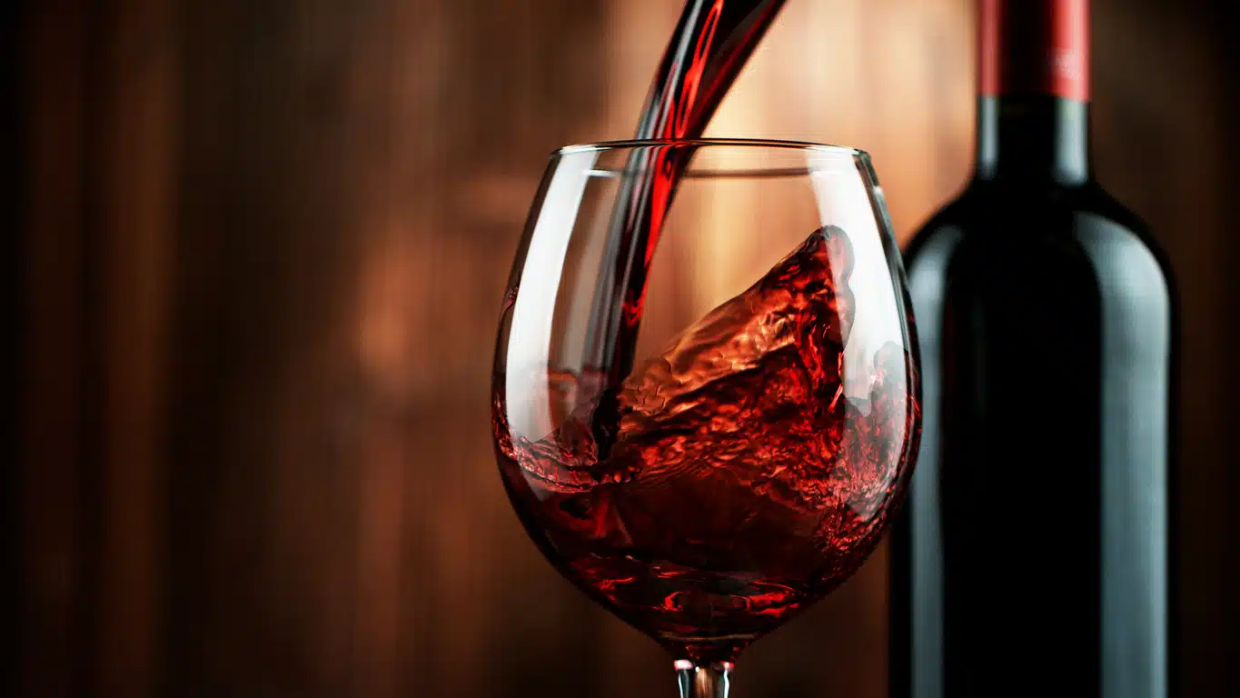 Glass of red Moscato wine