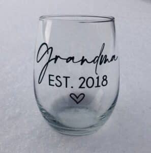 Grandma wine glass as gifts for expectant grandparents