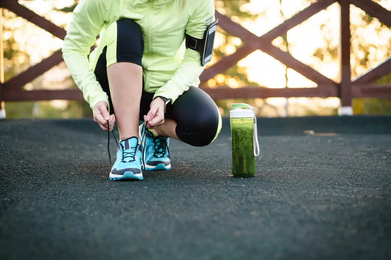 Woman getting ready for a fun; Pre-workout supplement