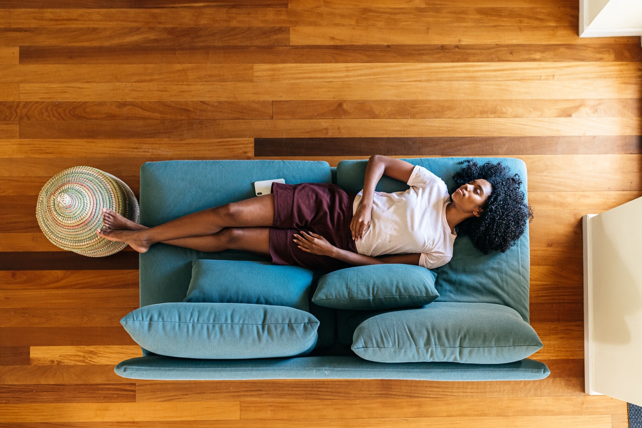 Woman taking a nap on the couch