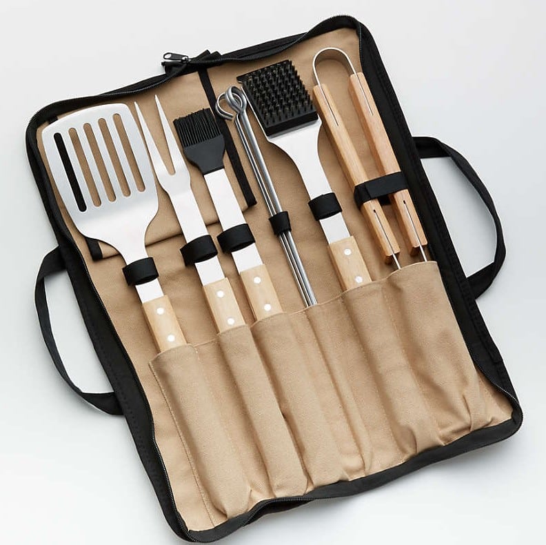 Wood-Handled 9-Piece Barbecue Tool Set