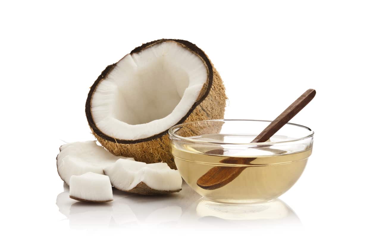 Glass bowl filled with coconut oil