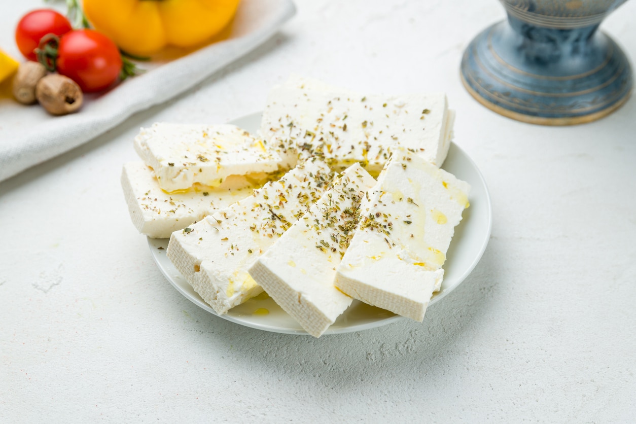 sliced Greek feta cheese
