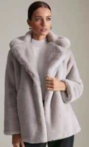 Karen Millen Wide Collar Faux Fur Coat