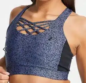 Only Play performance sports cross front bra in blue print