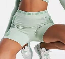 Puma Evo Knit seamless 5 inch shorts in frosty green