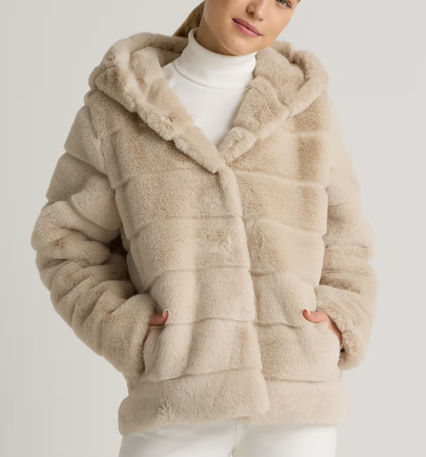 Quince Hooded Faux Fur Jacket (3 colors) $100.00 (was $335.00)