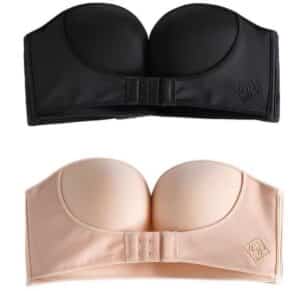 Tuscom 2PC Wome Strapless Push Up Invisible Bra Backless Seamless Bralette