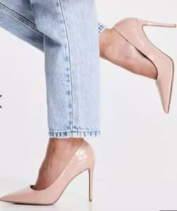 Wide Fit Penza pointed high heeled pumps in beige