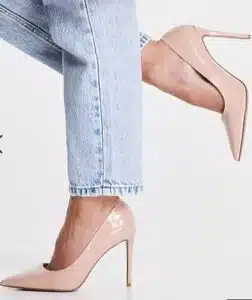 Wide Fit Penza pointed high heeled pumps in beige