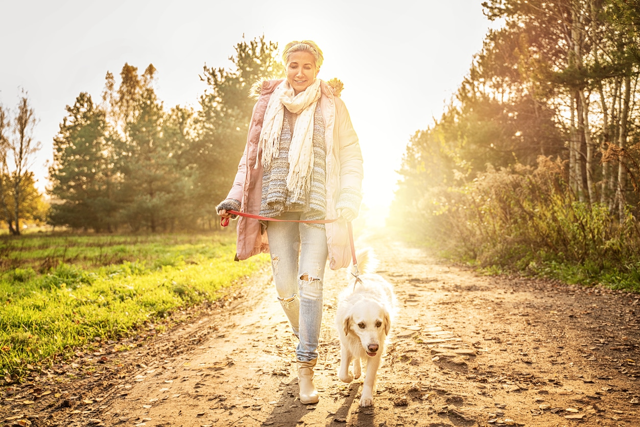 Less stress, like walking the dog, can help with joint pain
