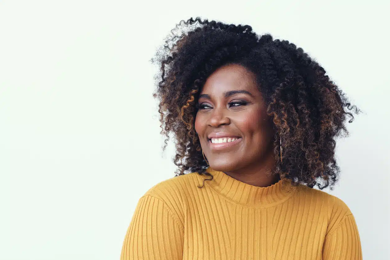 woman with curly hair