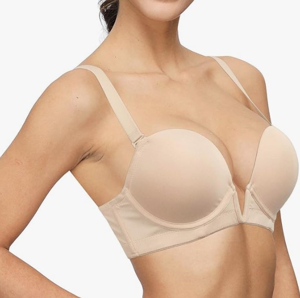 Deep V Plunge Padded Push Up Underwire Bra Low Cut (6 colors), $31.99