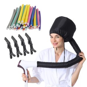 24 pcs Flexi Twist Foam Hair Curling Rods and Hair Dryer Bonnet Attachment Hood